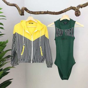 Baskılı Yeşil Bodysuit