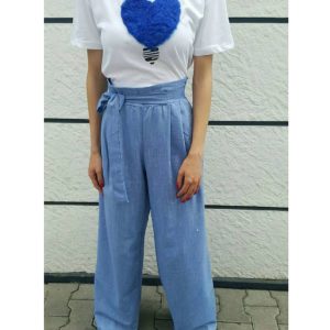 Yüksek Bel Geniş Pantolon T-shirt Kombin