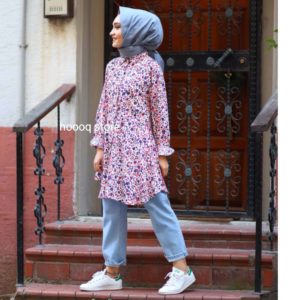 Çiçekli Tunik Boyfriend Kot Pantolon Kombin