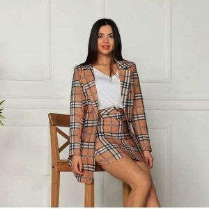 Ekose Desen Etek Ceket Takım