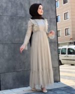 Fırfırlı Tesettür Abiye Elbise