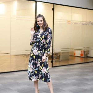 Çiçek Desenli Gömlek Elbise