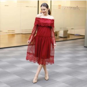 Madonna Yaka Tüllü Elbise