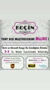 Koçin Butik Yurt Dışı kargo açıklaması