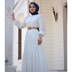 Kabartmalı Koton Kumaş Elbise